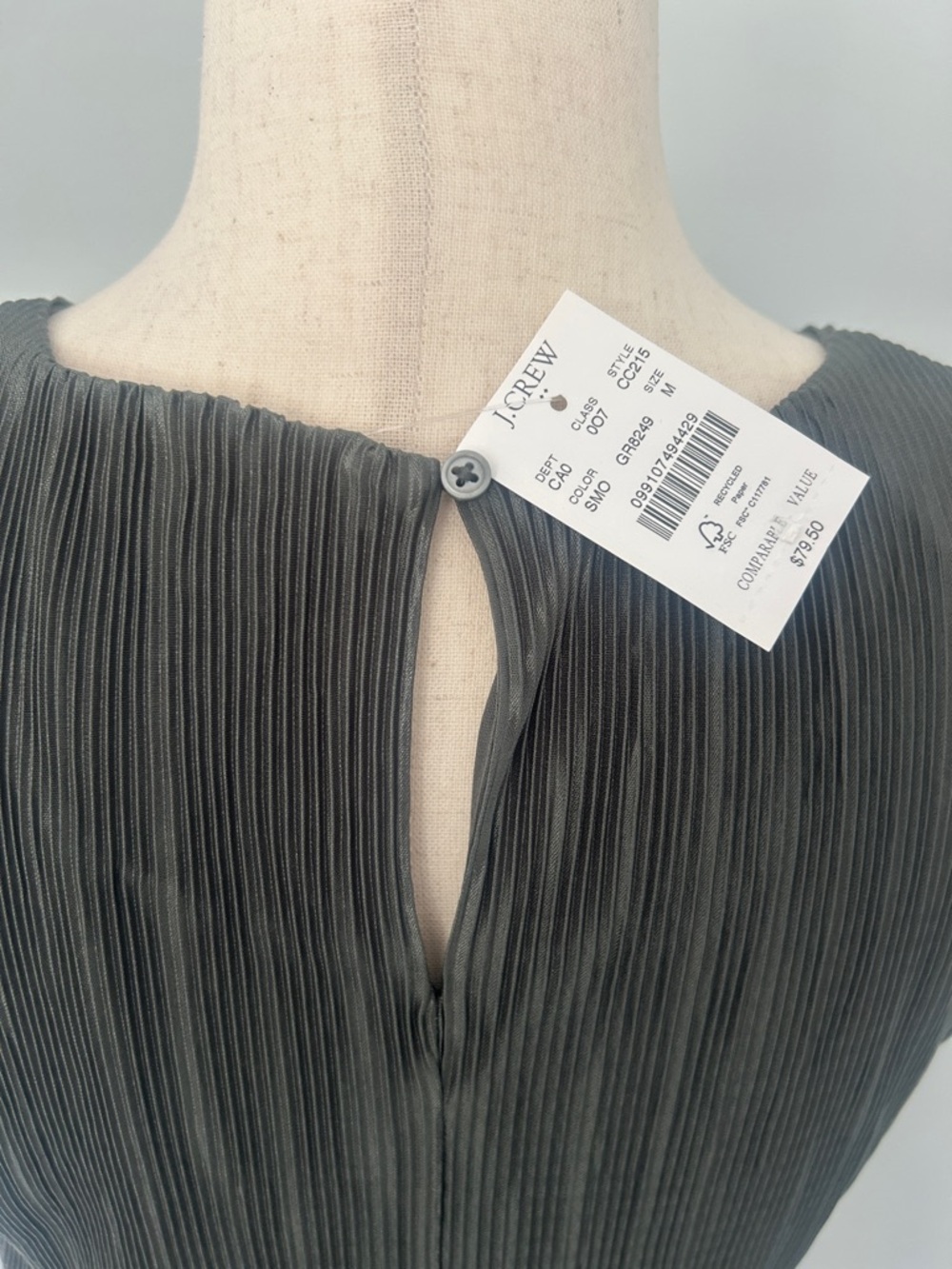 J. Crew Olive Green Pleated Sleeveless Tank Top - Picture 4 of 10